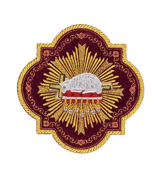 Casula pasquale semigotica con Agnello di Dio ricamato